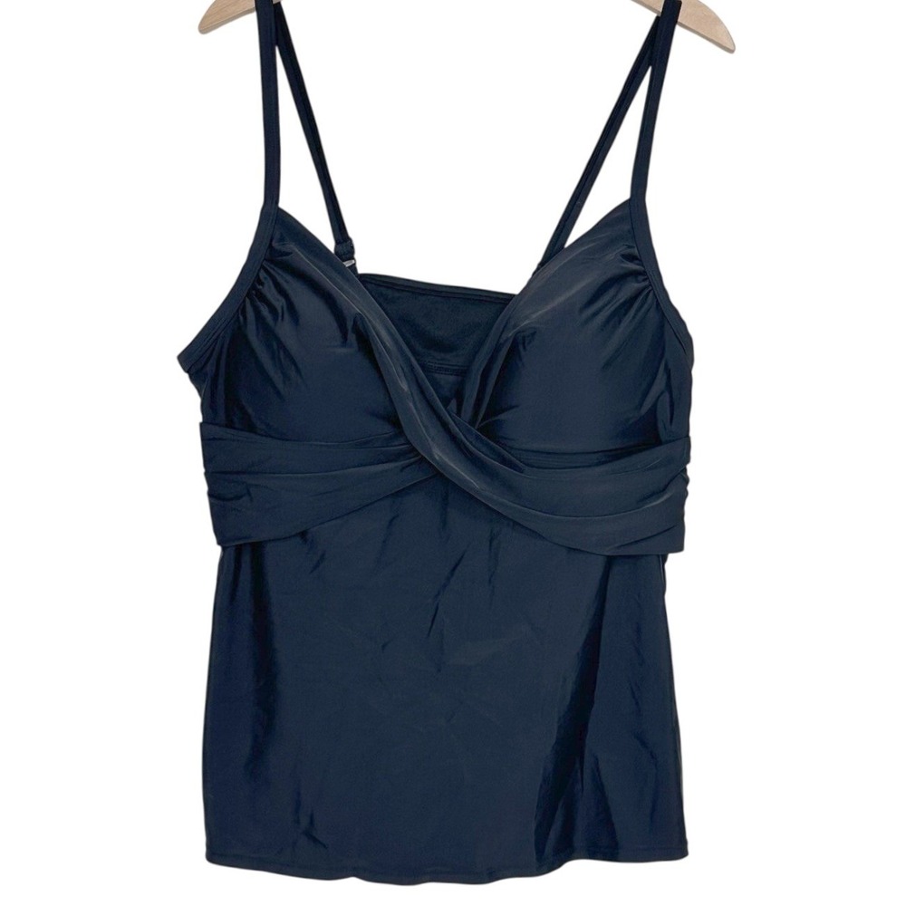 Catalina‎ Women's 2X (18W-20W) Black Tankini Twist Front Underwire Nylon Spandex